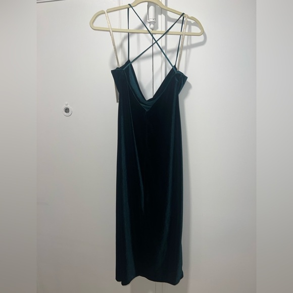Jenny Yoo Benson Elegant Emerald Green Velvet Midi slip Dress New size 4 straps - Picture 4 of 7